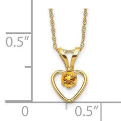 10k Madi K 3mm Citrine Heart Birthstone Necklace