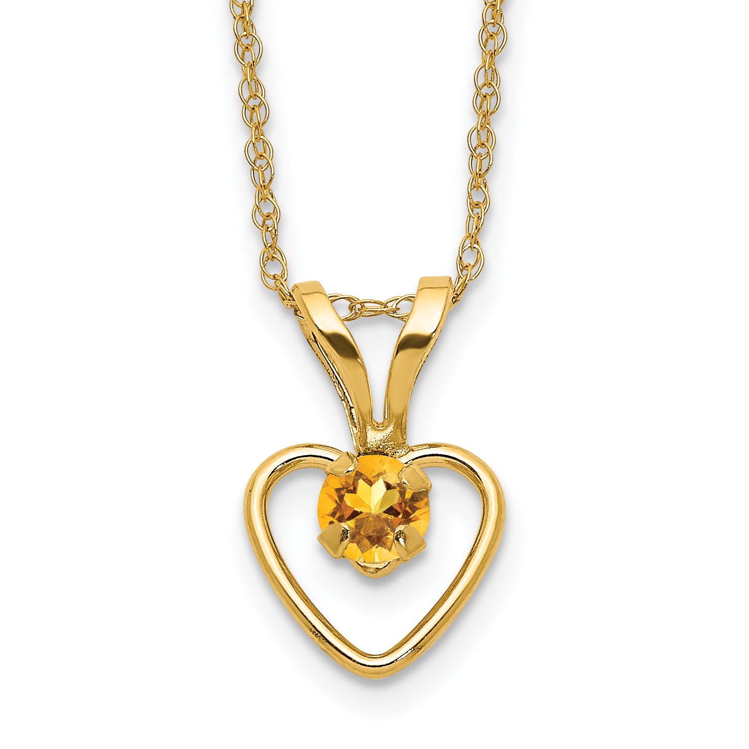 10k Madi K 3mm Citrine Heart Birthstone Necklace