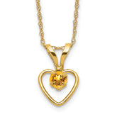 10k Madi K 3mm Citrine Heart Birthstone Necklace
