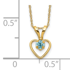 10k Madi K 3mm Blue Zircon Heart Birthstone Necklace