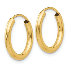 10k Polished Round Endless 2mm Hoop Earrings