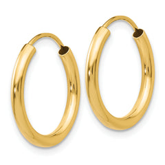 10k Polished Round Endless 2mm Hoop Earrings