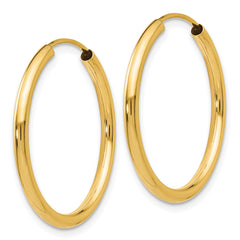 10k Polished Round Endless 2mm Hoop Earrings