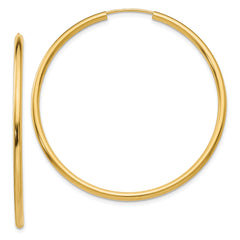 10k Polished Round Endless 2mm Hoop Earrings