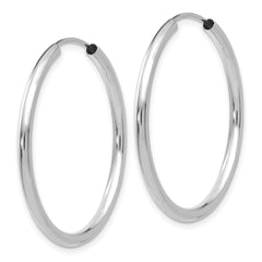 10k White Gold Polished Endless 2mm Hoop Earrings
