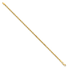10k 2.25mm Diamond-cut Rope Chain Anklet