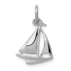 10k White Gold Solid Polished Sailboat Charm