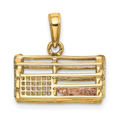 10k Two-Tone Polished 3-Dimensional Lobster Trap Pendant