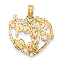 10k Two-tone #1 WIFE Heart Pendant
