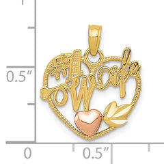 10k Two-tone #1 WIFE Heart Pendant