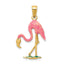 Enameled Flamingo Pendant in 10K Yellow Gold, 31mm - Sophia Jewelers