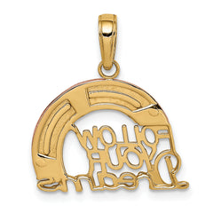 10k Y&Rose Gold W/Rhodium Follow Your Dreams Rainbow Pendant
