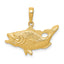 Open Mouthed Bass Fish Pendant in 10K Yellow Gold, 20mm - Sophia Jewelers