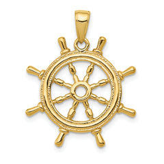 10K 3D Ships Wheel Pendant