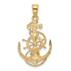 10K Medium Anchor w/Wheel Pendant