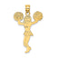 Cheerleader with Pom-Poms Charm in 10K Yellow Gold, 27mm - Sophia Jewelers