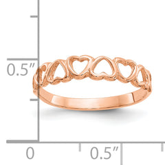 10K Rose Gold Polished Hearts Ring
