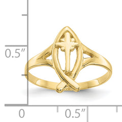 10k Ichthus w/Cross Ring