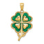 10K 4-Leaf Clover Pendant with Enameled Tips