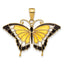 Black Enameled Butterfly Pendant in 10K Yellow Gold, 24mm - Sophia Jewelers