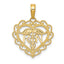 Registered Nurse Rn Heart Pendant in 10K Yellow Gold, 18mm - Sophia Jewelers