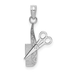 10k White Gold Comb and Scissors Charm
