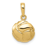 10K Solid Satin Diamond -Cut Volleyball Charm
