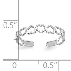 10k White Gold Polished Cut Out Hearts Toe Ring