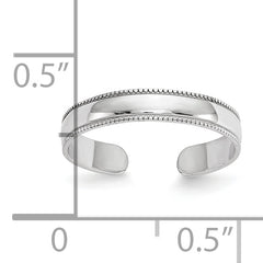 10k White Gold Mill Grain Adjustable Toe Ring