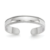 10k White Gold Mill Grain Adjustable Toe Ring