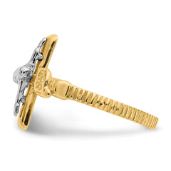 10k Two-tone Polished INRI Crucifix Ring