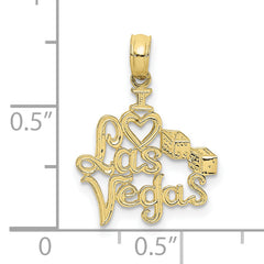 10K I HEART LAS VEGAS with Dice Engraved Charm