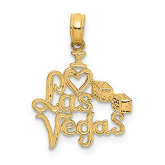 10K I HEART LAS VEGAS with Dice Engraved Charm