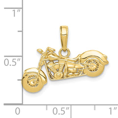 10K Gold Polished Textured 3-D Motorcycle Pendant