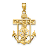 10K Gold Polished & Textured Mini Mariners Crucifix Pendant