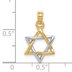10K Two-tone Polished Star of David Pendant