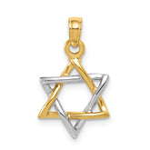 10K Two-tone Polished Star of David Pendant