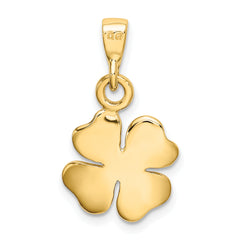 10k Gold Polished & Textured Four Leaf Clover Pendant