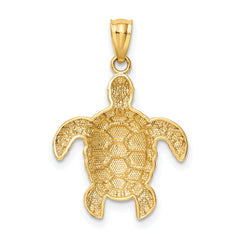 10k Diamond-cut Polished Sea Turtle Pendant