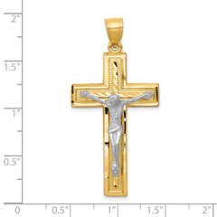 10k Two-tone Diamond-cut Latin Crucifix Pendant