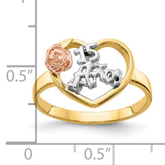10K Two-tone & Rhodium 15 Anos Ring