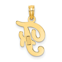 10K Polished F Script Initial Charm