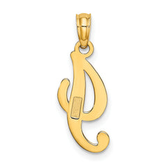 10K Polished I Script Initial Charm