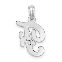 10K White Gold Polished F Script Initial Charm