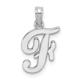 10K White Gold Polished F Script Initial Charm