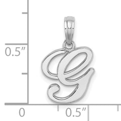 10K White Gold Polished G Script Initial Charm
