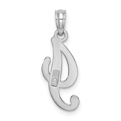 10K White Gold Polished I Script Initial Charm