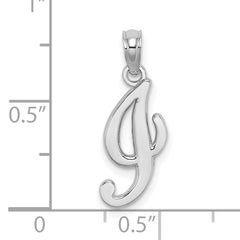 10K White Gold Polished I Script Initial Charm