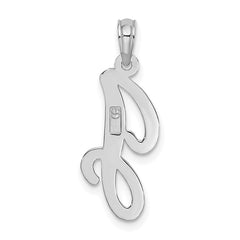 10K White Gold Polished J Script Initial Charm