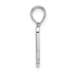 10K White Gold Polished M Script Initial Charm